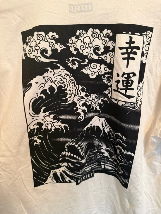 Boxset Men's Cream Graphic Japanese Print Tee - Short Sleeve Crewneck - Size XL - Picture 5 of 7